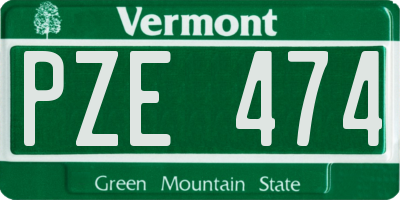 VT license plate PZE474