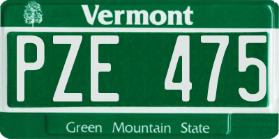 VT license plate PZE475
