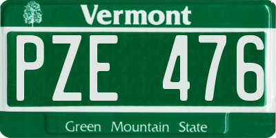 VT license plate PZE476