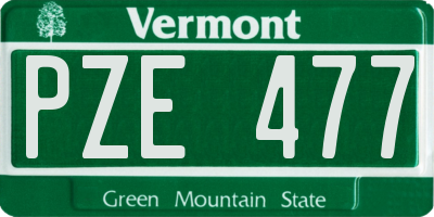 VT license plate PZE477
