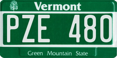 VT license plate PZE480