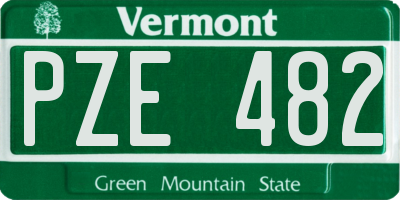 VT license plate PZE482