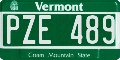 VT license plate PZE489