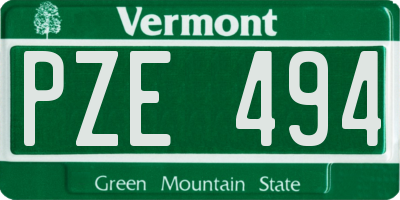VT license plate PZE494