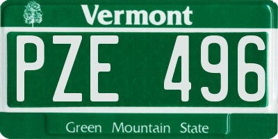 VT license plate PZE496