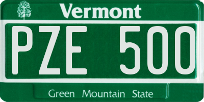 VT license plate PZE500