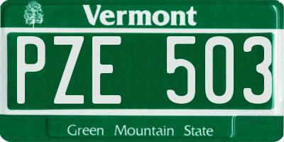 VT license plate PZE503