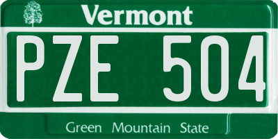 VT license plate PZE504