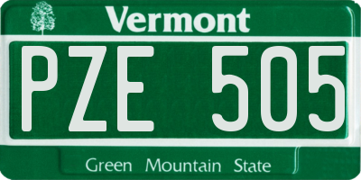VT license plate PZE505