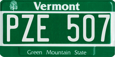 VT license plate PZE507