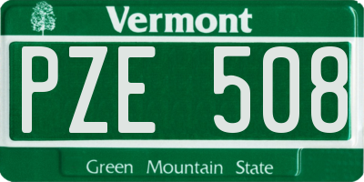 VT license plate PZE508