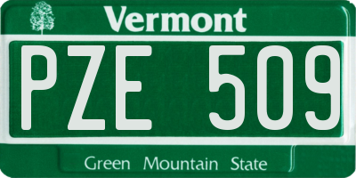 VT license plate PZE509