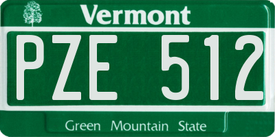 VT license plate PZE512