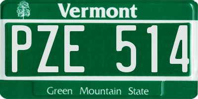 VT license plate PZE514