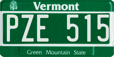 VT license plate PZE515