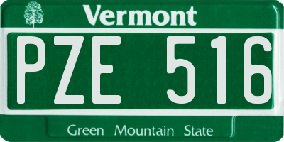 VT license plate PZE516