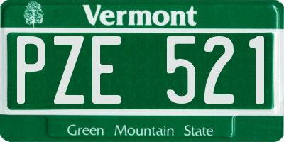 VT license plate PZE521