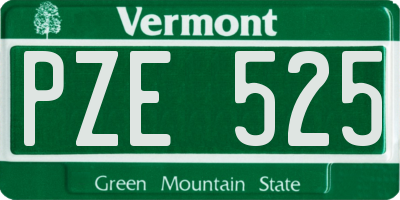 VT license plate PZE525