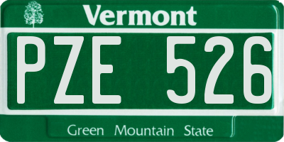 VT license plate PZE526