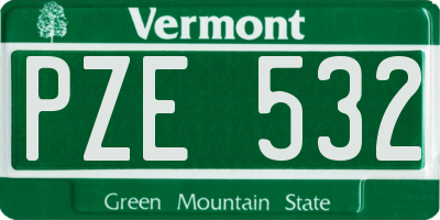 VT license plate PZE532