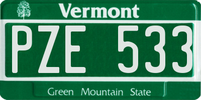 VT license plate PZE533