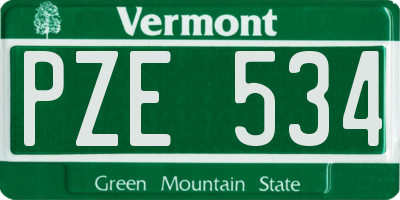 VT license plate PZE534