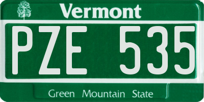 VT license plate PZE535