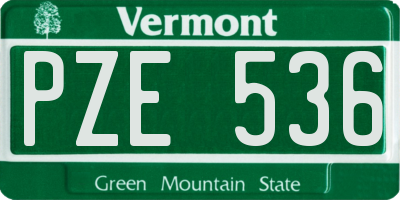 VT license plate PZE536