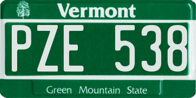 VT license plate PZE538