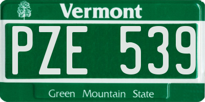 VT license plate PZE539