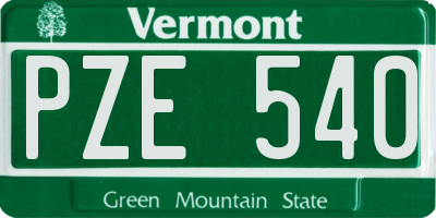 VT license plate PZE540