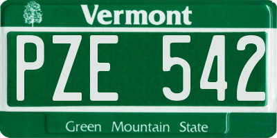 VT license plate PZE542