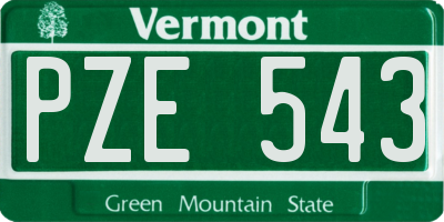 VT license plate PZE543