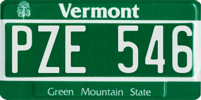 VT license plate PZE546