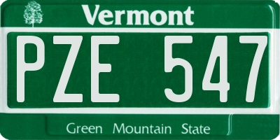 VT license plate PZE547