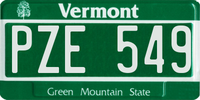 VT license plate PZE549