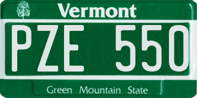 VT license plate PZE550