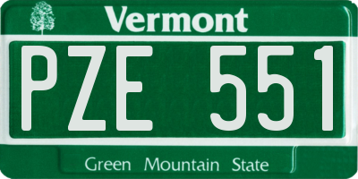 VT license plate PZE551