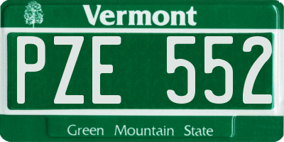 VT license plate PZE552