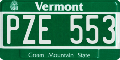VT license plate PZE553