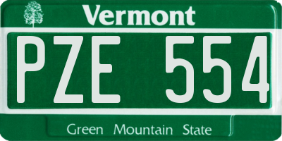 VT license plate PZE554