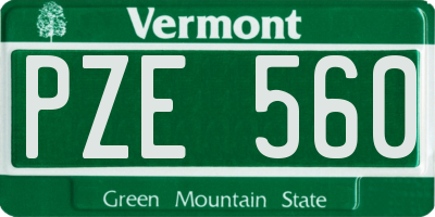 VT license plate PZE560
