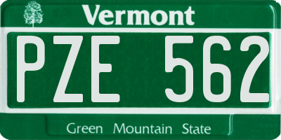 VT license plate PZE562