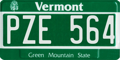 VT license plate PZE564