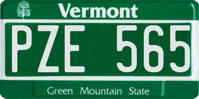 VT license plate PZE565