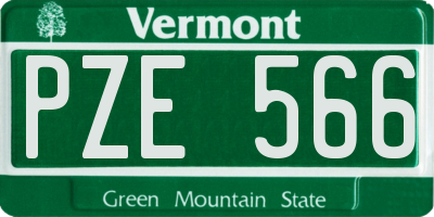 VT license plate PZE566