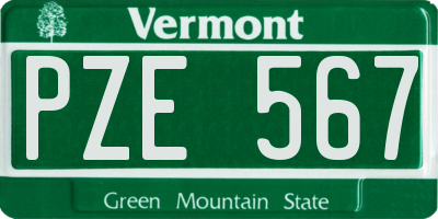 VT license plate PZE567