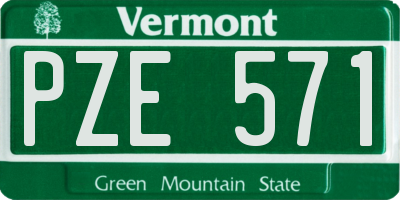 VT license plate PZE571