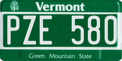 VT license plate PZE580