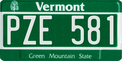 VT license plate PZE581
